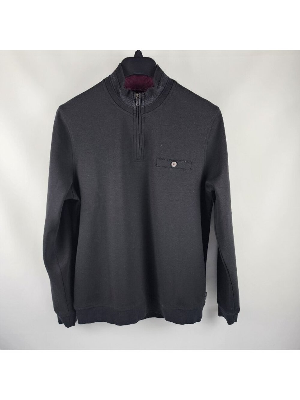 Ted Baker London Sweater Mens 4 Black 1/4 Zip Pullover Mock Neck